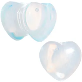 0 Gauge Natural Opalite Semi Precious Stone Heart Saddle Plug Set