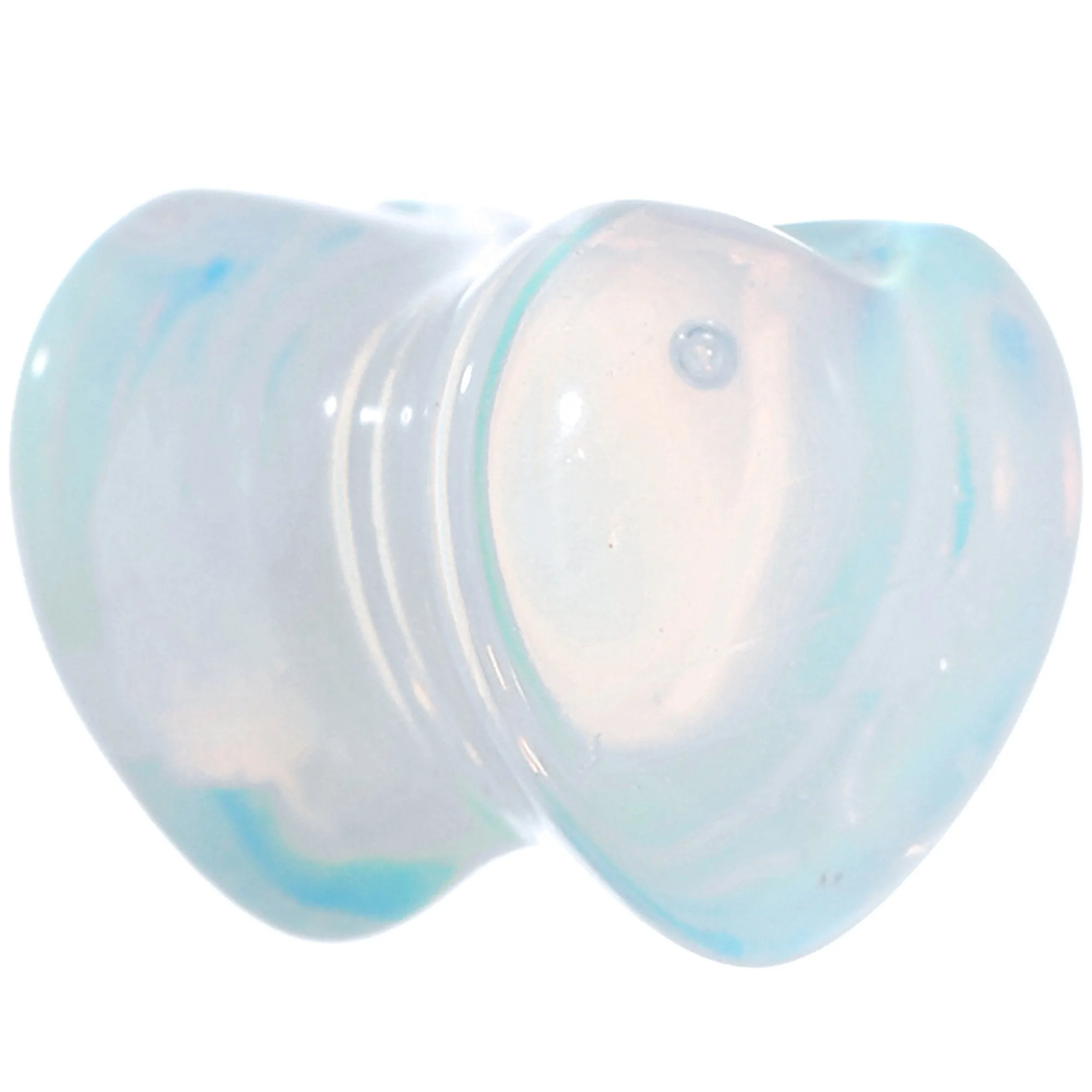 0 Gauge Natural Opalite Semi Precious Stone Heart Saddle Plug Set