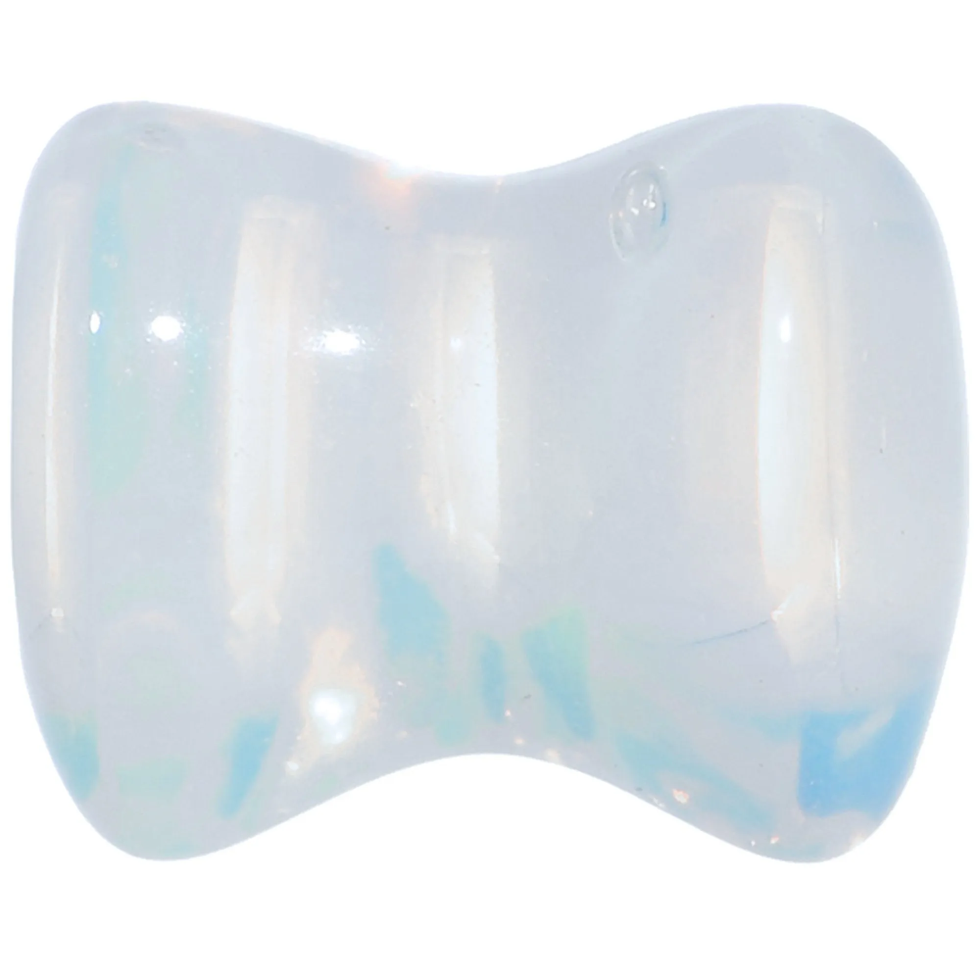 0 Gauge Natural Opalite Semi Precious Stone Heart Saddle Plug Set