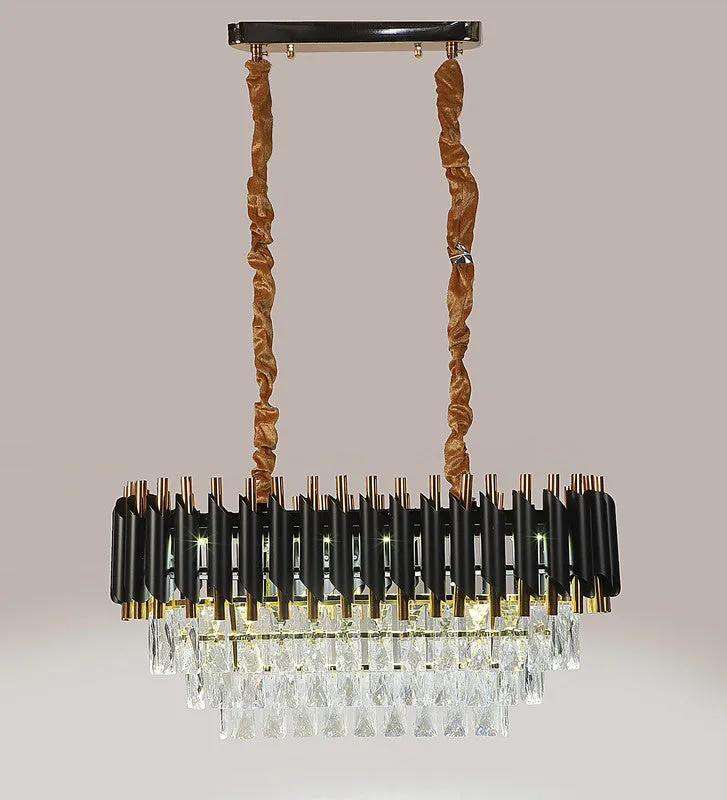 1015-600X300Mm Eliante Black And Gold Crystal Chandeliers  - Inbuilt Led Color Cw   Ww   Nw