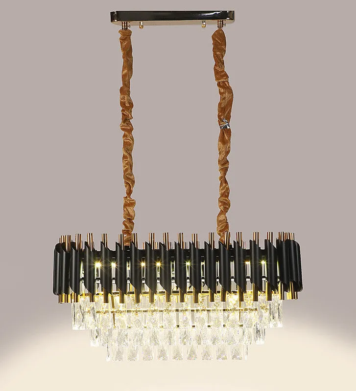 1015-600X300Mm Eliante Black And Gold Crystal Chandeliers  - Inbuilt Led Color Cw   Ww   Nw