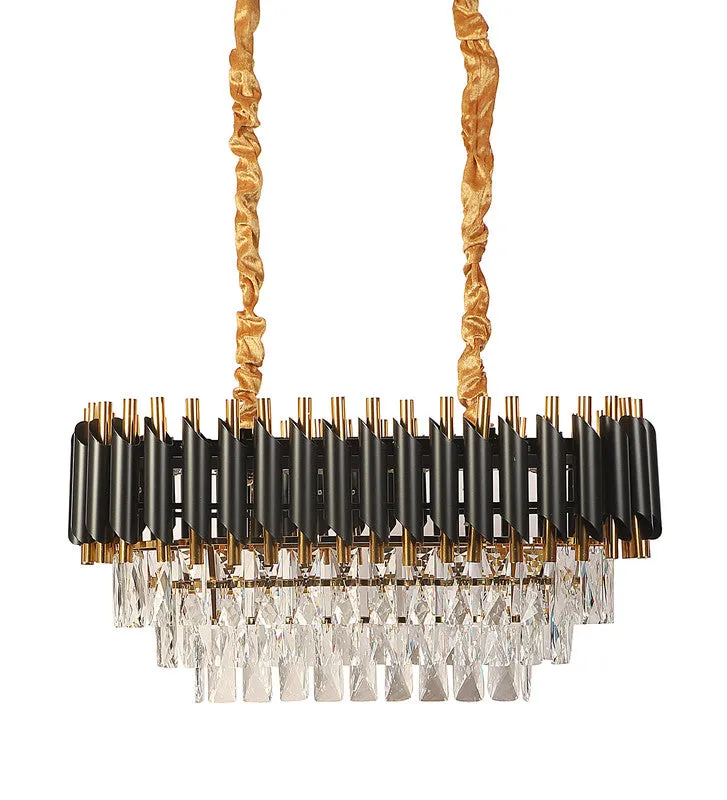 1015-600X300Mm Eliante Black And Gold Crystal Chandeliers  - Inbuilt Led Color Cw   Ww   Nw