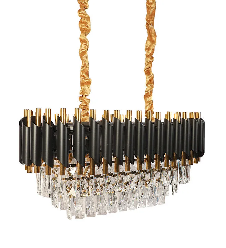 1015-600X300Mm Eliante Black And Gold Crystal Chandeliers  - Inbuilt Led Color Cw   Ww   Nw