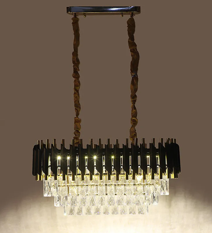 1015-600X300Mm Eliante Black And Gold Crystal Chandeliers  - Inbuilt Led Color Cw   Ww   Nw