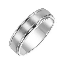 14K White Gold 8mm wide Satin finish Band, size 10