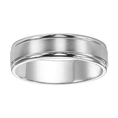 14K White Gold 8mm wide Satin finish Band, size 10