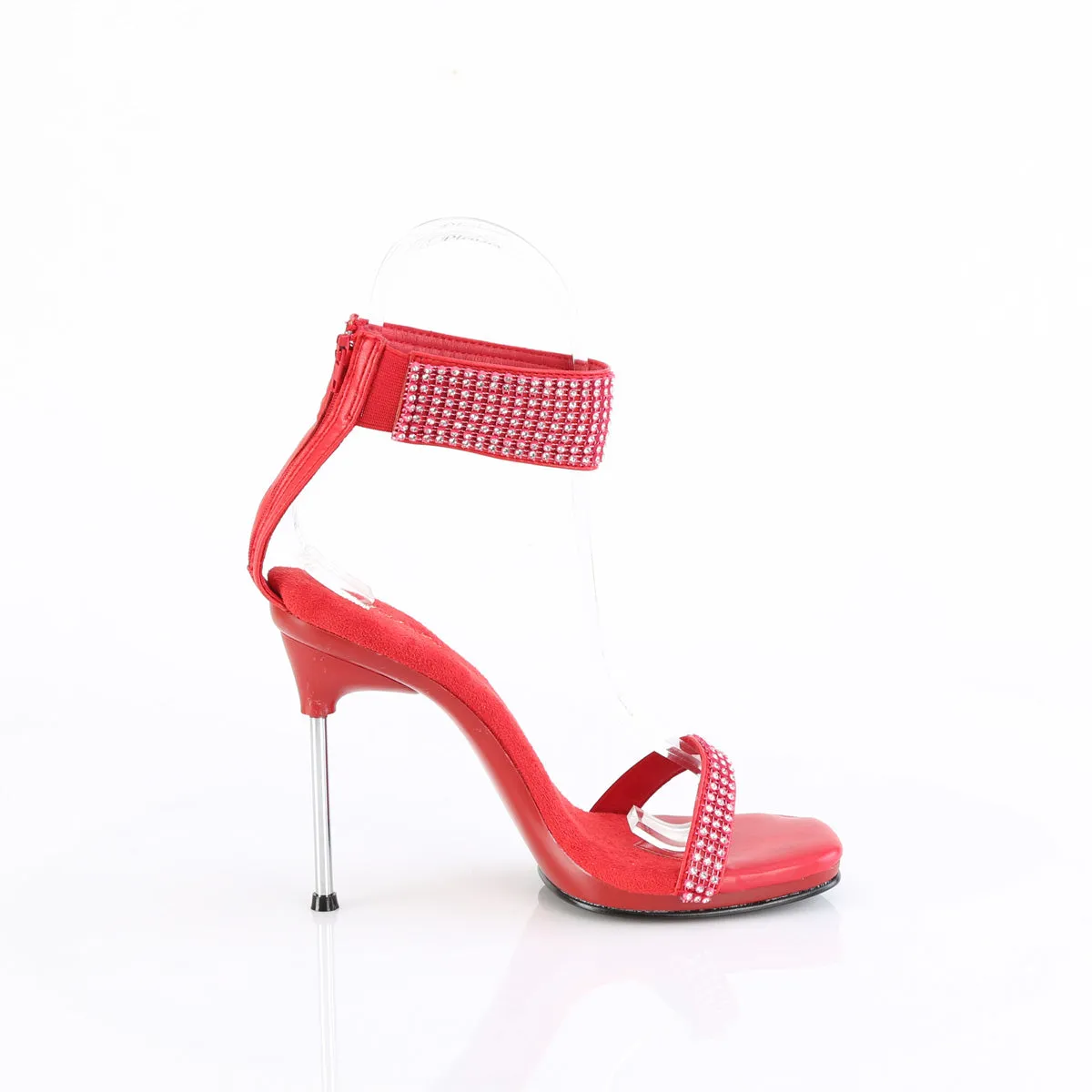 4 Inch Heel CHIC-40 Red Rhinestone