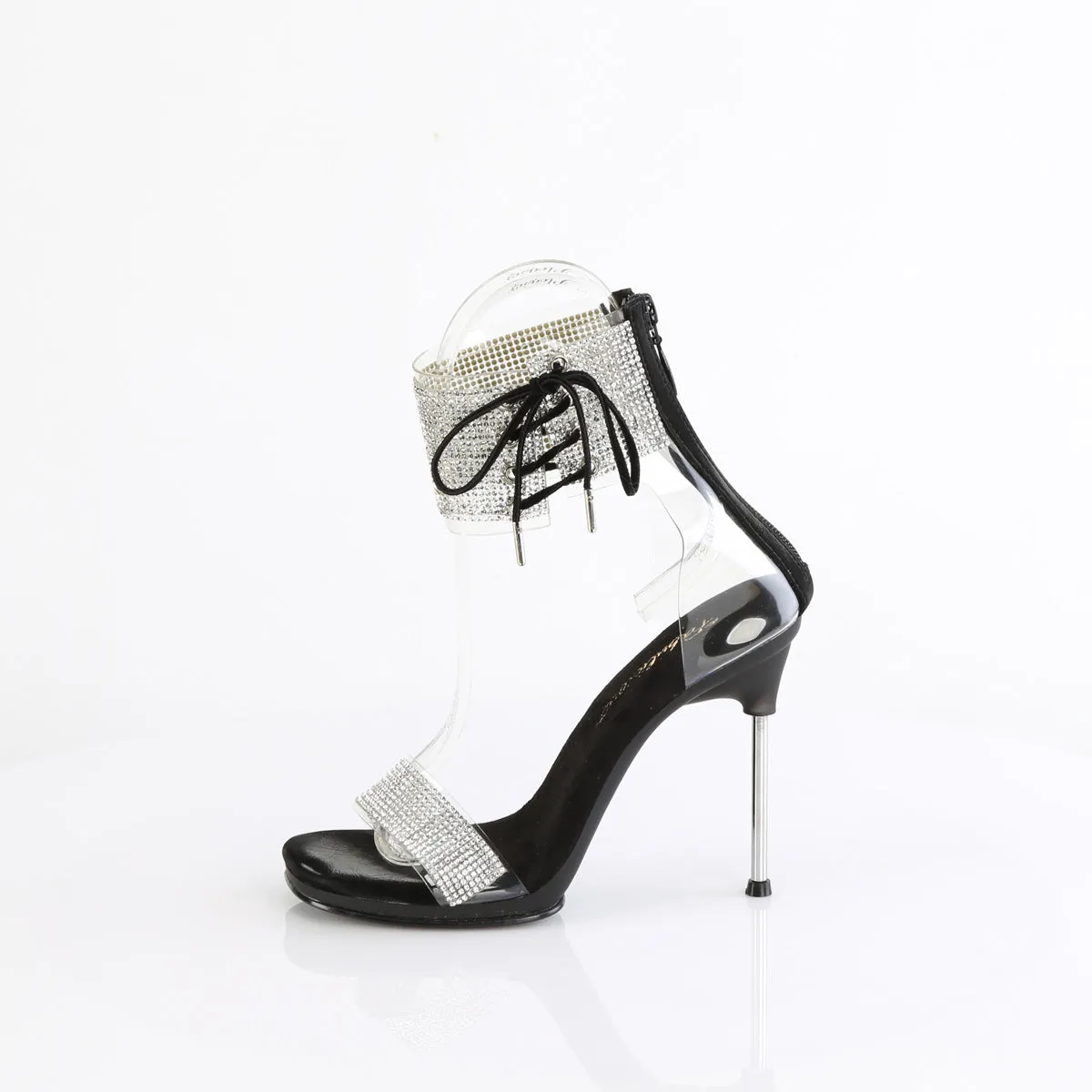 4 Inch Heel CHIC-47 Clear Black Rhinestone