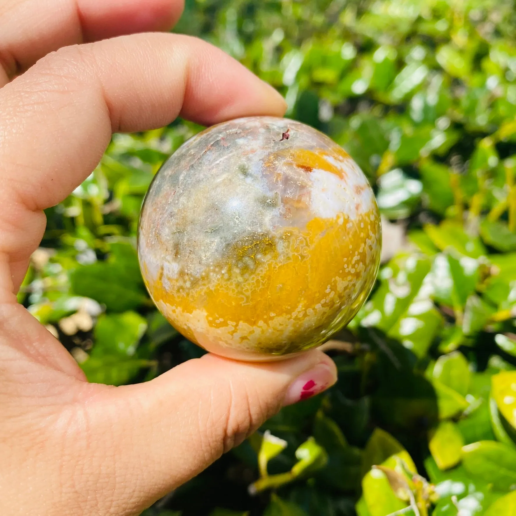 47 mm Ocean Jasper, Jasper Sphere, Heart Chakra Stone, Healing Crystal, Polished Sea Jasper, Grounding Crystal, Self Care  Fertility Stone