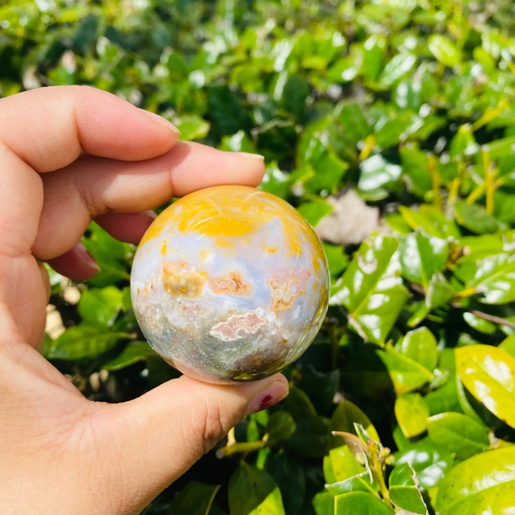 47 mm Ocean Jasper, Jasper Sphere, Heart Chakra Stone, Healing Crystal, Polished Sea Jasper, Grounding Crystal, Self Care  Fertility Stone