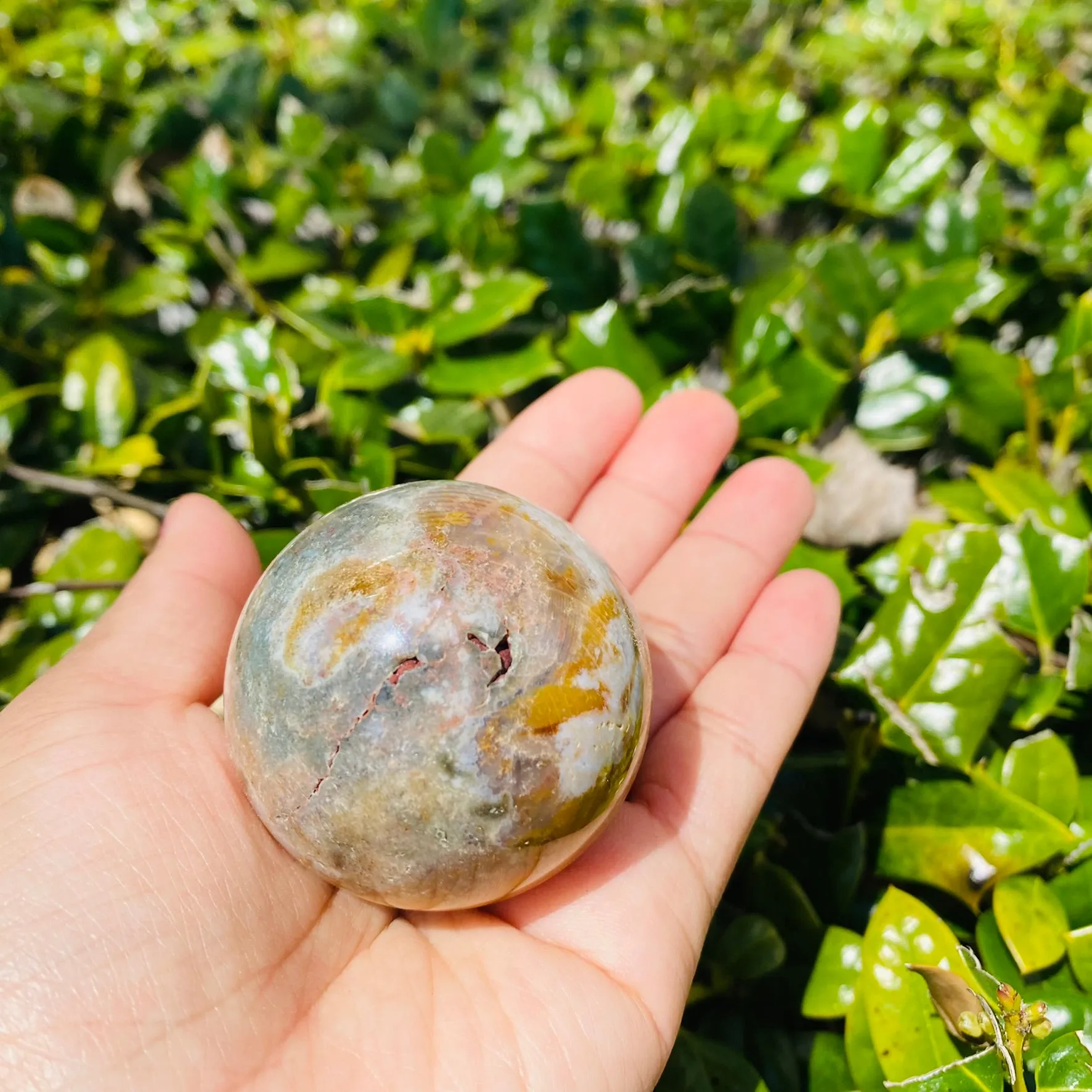 47 mm Ocean Jasper, Jasper Sphere, Heart Chakra Stone, Healing Crystal, Polished Sea Jasper, Grounding Crystal, Self Care  Fertility Stone