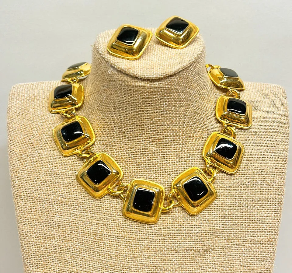 80’s possible Anne Klein couture statement necklace with matching pierced earrings.