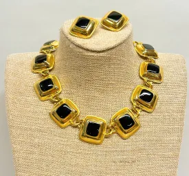 80’s possible Anne Klein couture statement necklace with matching pierced earrings.