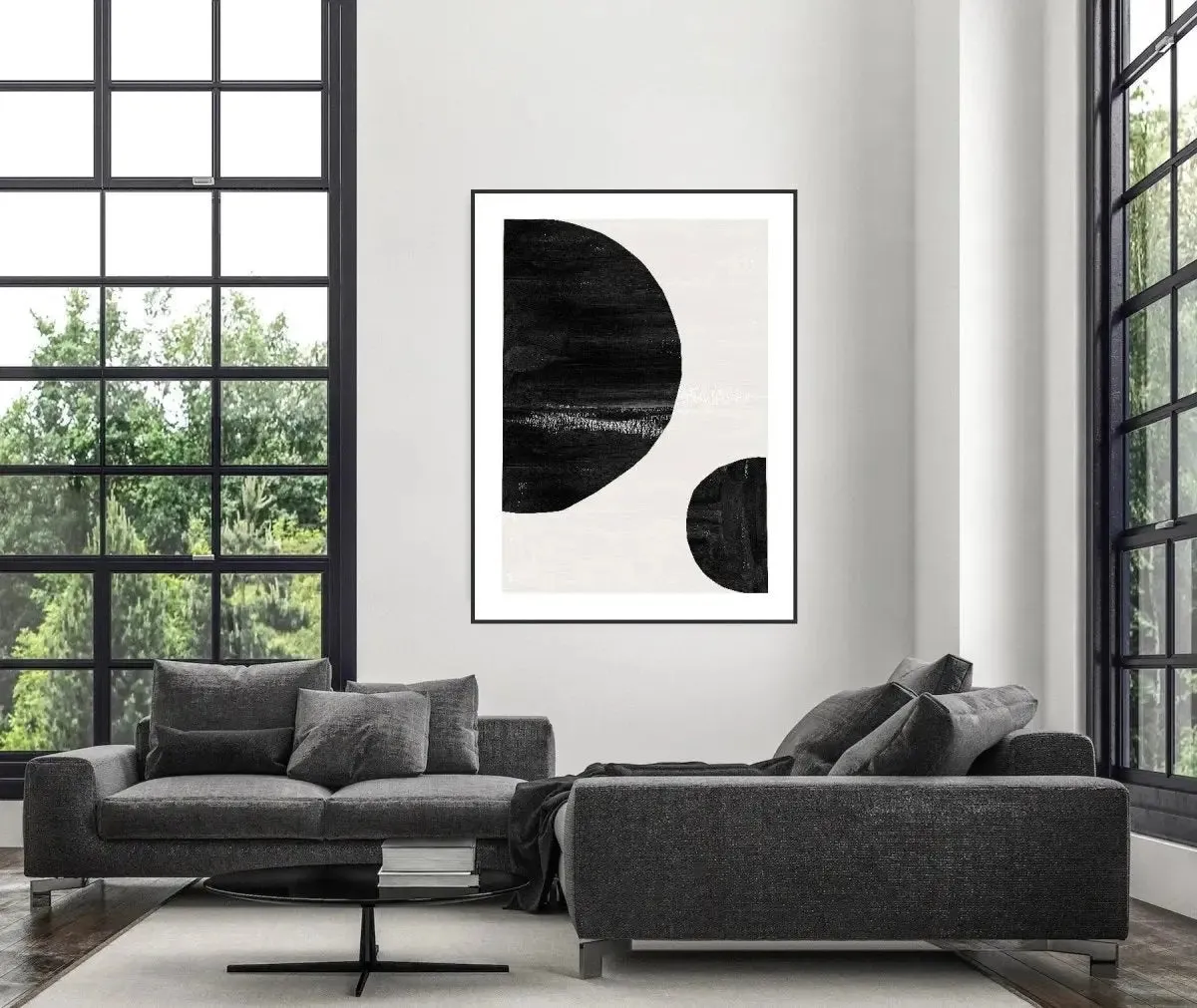 Abstract Modern Shapes Poster Black Color 2 - Abstract Print Collection