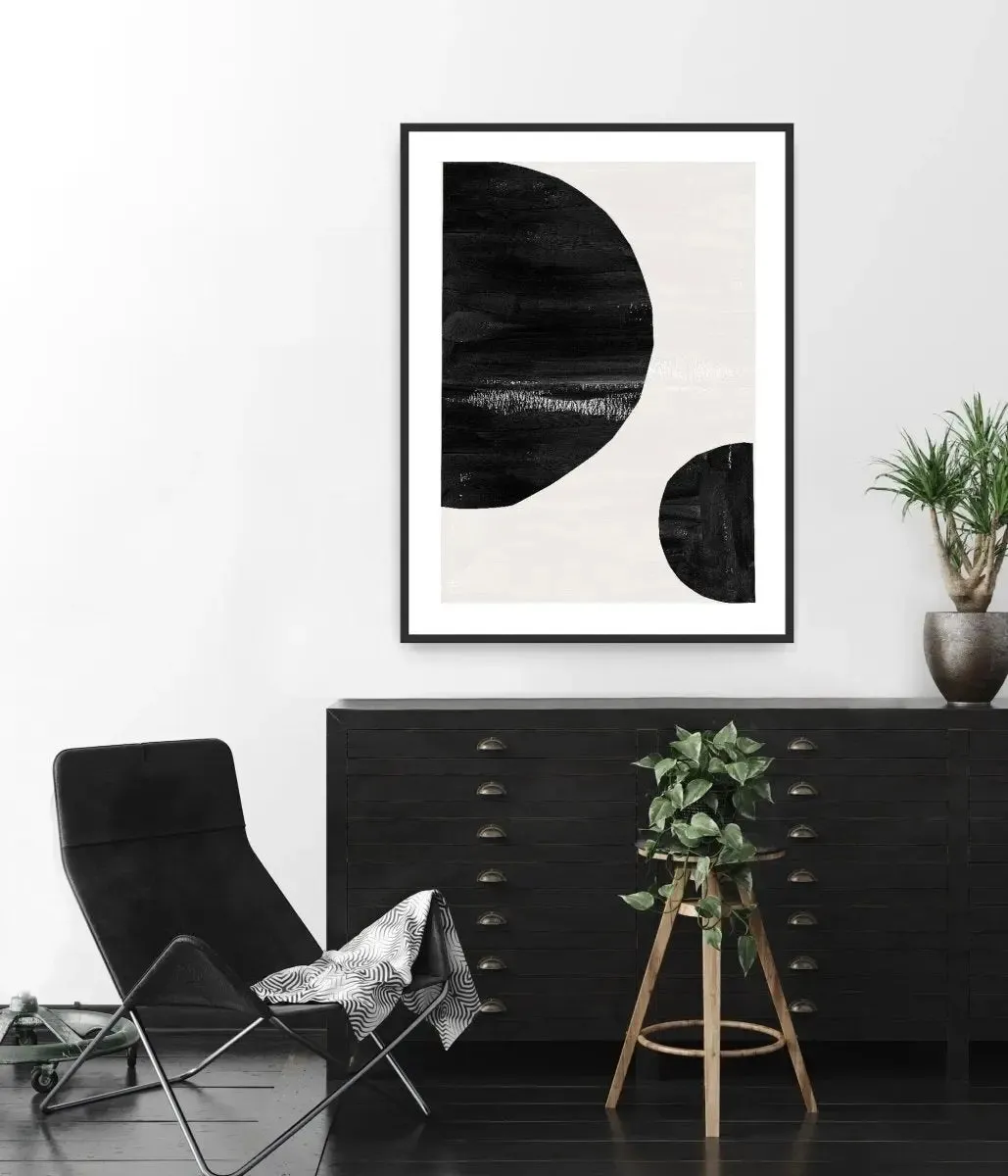 Abstract Modern Shapes Poster Black Color 2 - Abstract Print Collection