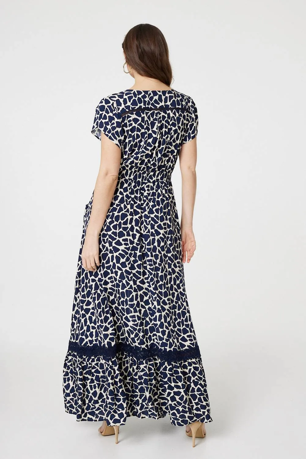 Abstract Print Button Front Maxi Dress