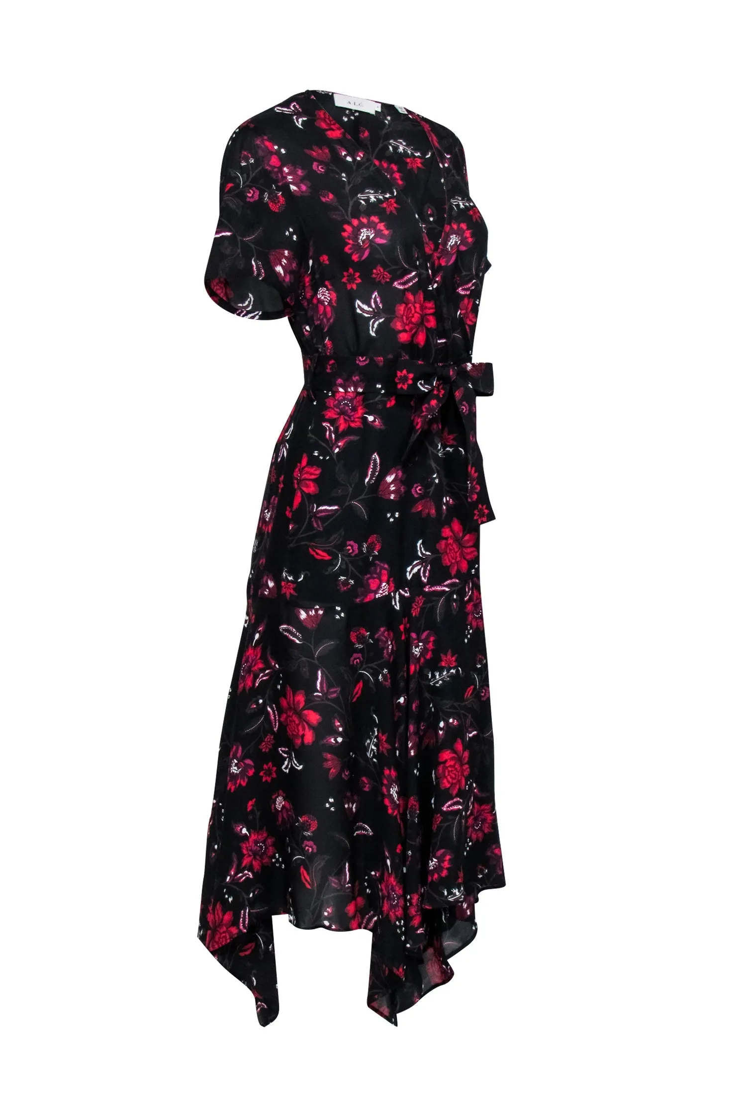 A.L.C. -  Black & Red Floral Wrap Dress Sz 4