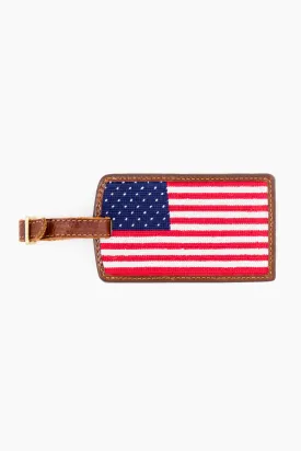 American Flag Needlepoint Luggage Tag