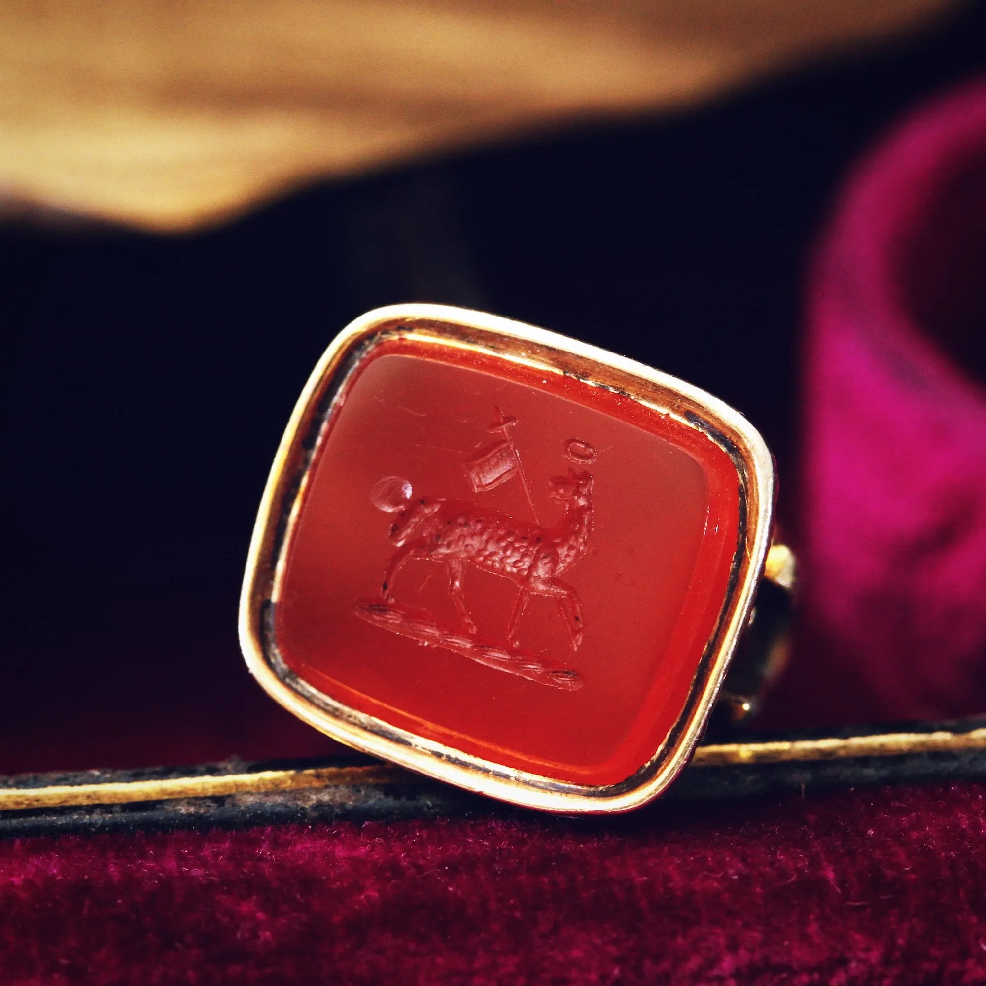 An Antique Georgian Era Intaglio Carved Carnelian Seal Fob