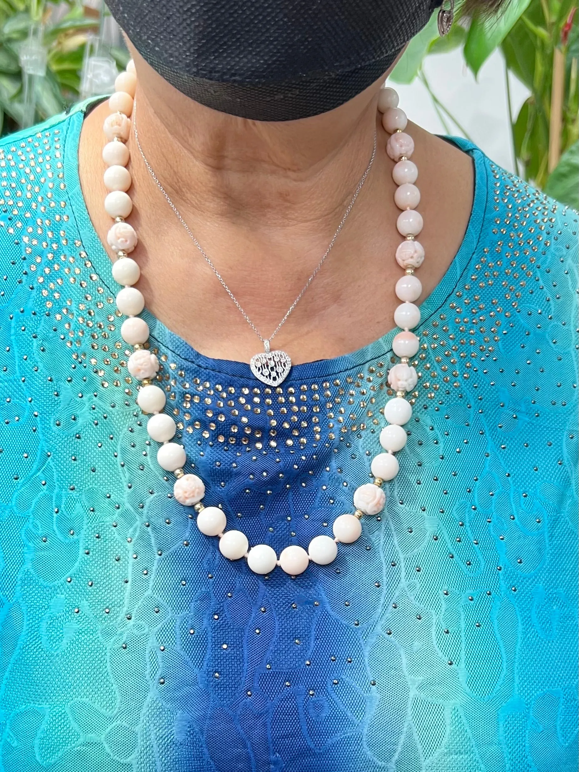 Angel Skin Carved Coral Bead Necklace