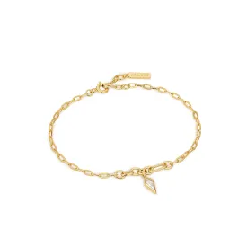 Ania Haie Gold Sparkle Drop Pendant Chunky Chain Bracelet