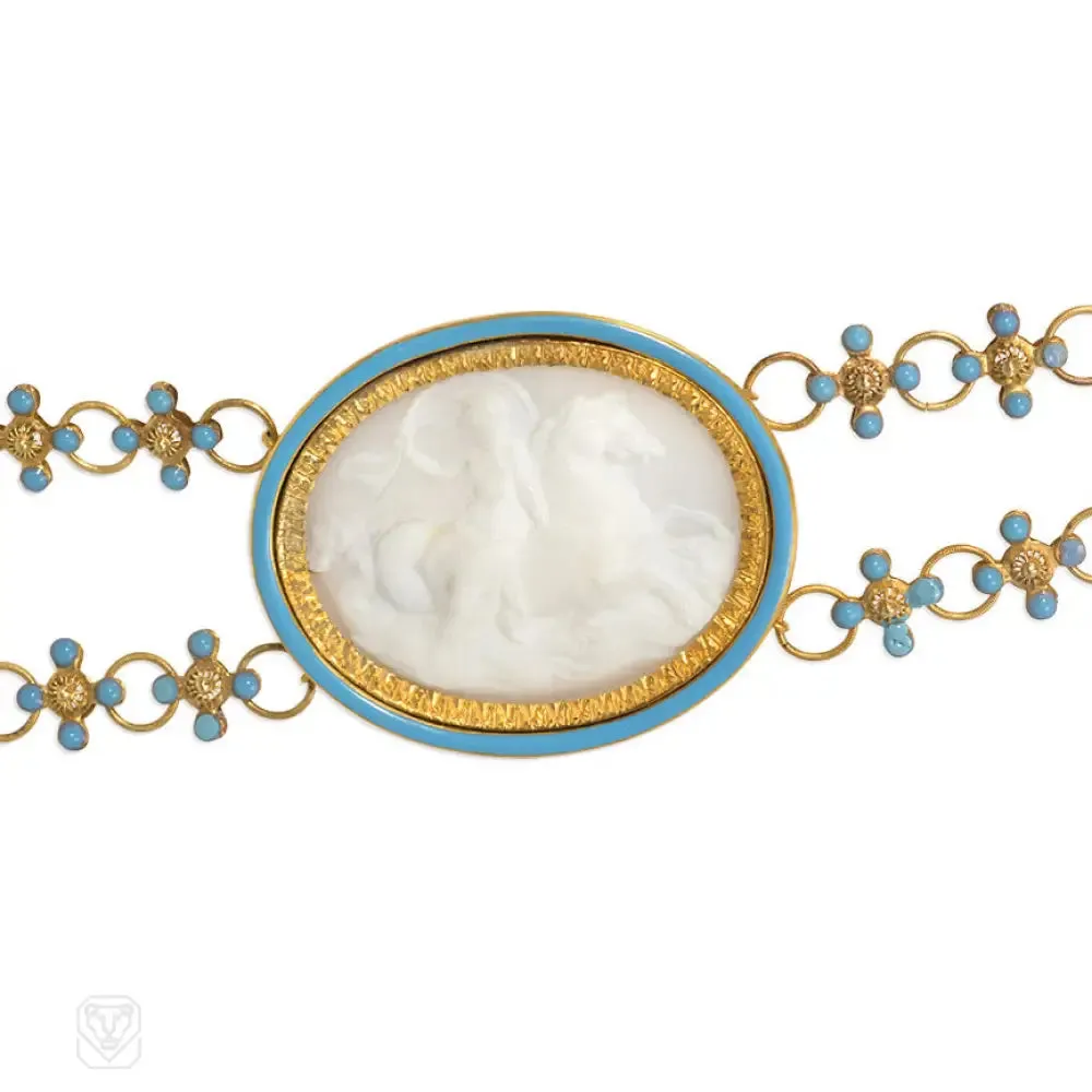 Antique neoclassical shell cameo necklace