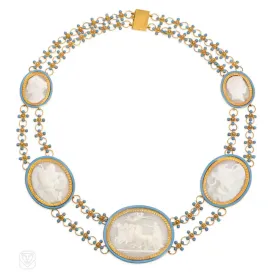 Antique neoclassical shell cameo necklace