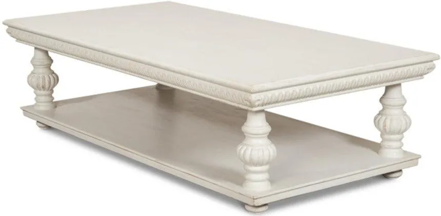 Antique White Carved Coffee Table