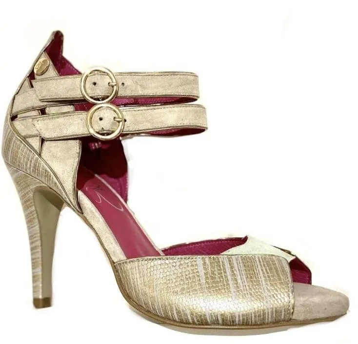 Argent - Soft gold/Aqua high heel sandal