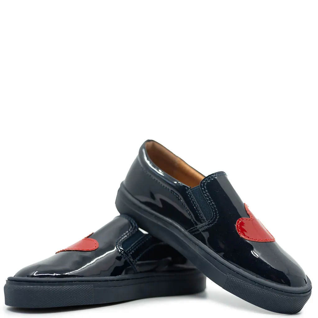 Atlanta Mocassin Navy Heart Slip On Sneaker