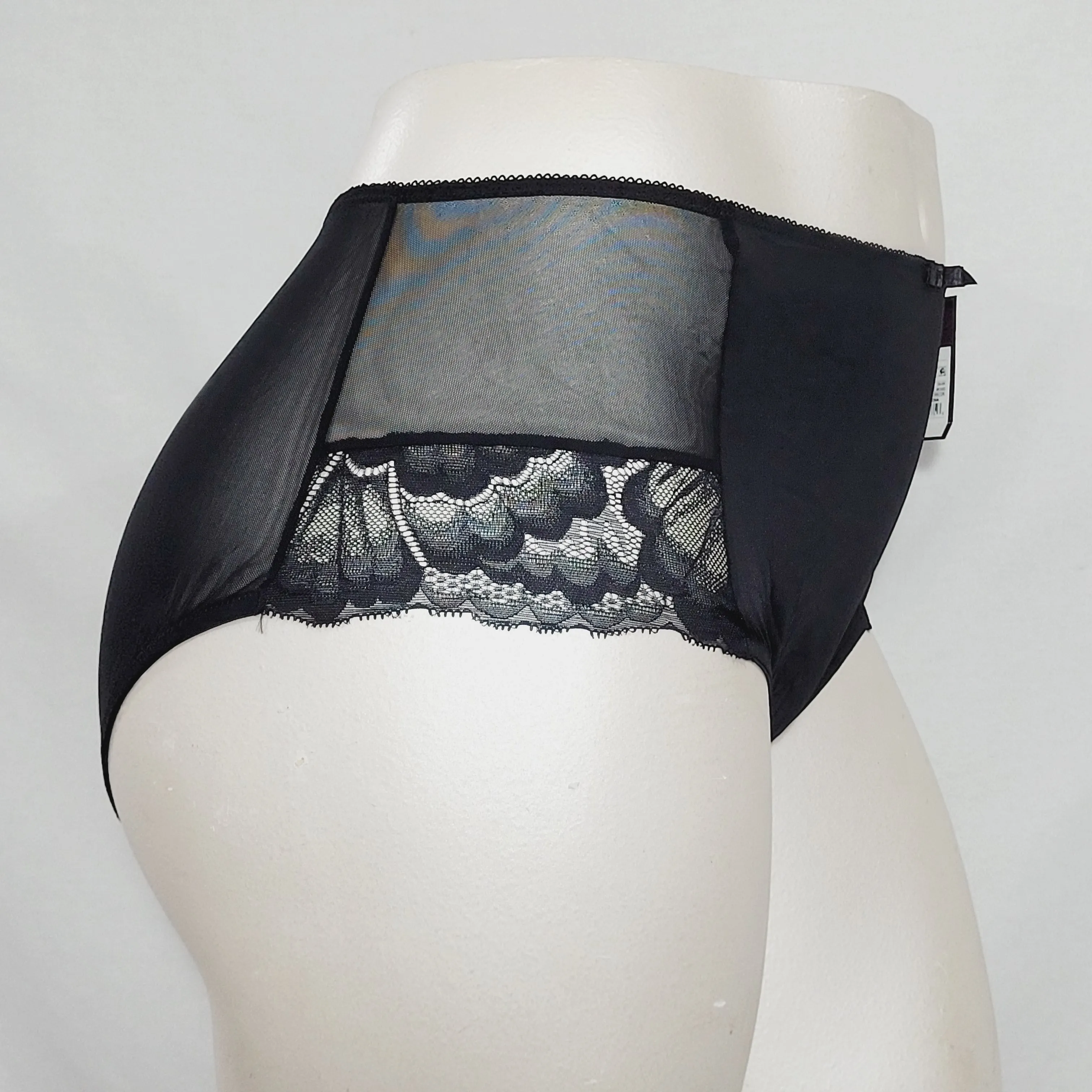 Ava & Viv High Waist Lace Briefs with Lace 4X Ebony Black