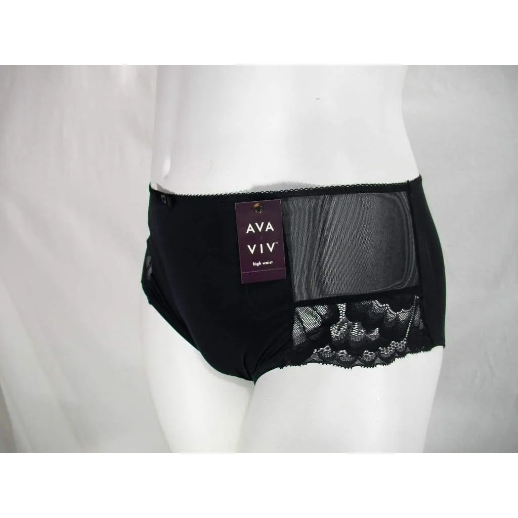 Ava & Viv High Waist Lace Briefs with Lace 4X Ebony Black