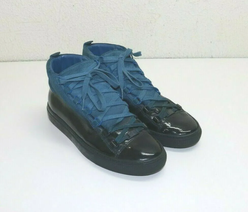 Balenciaga Arena High Top Patent Leather Suede Blue Degraded EU 42 US 9 373399