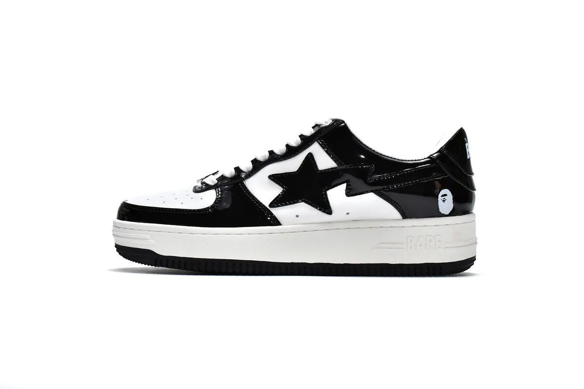 BAPE STA " PATENT LEATHER BLACK WHITE"