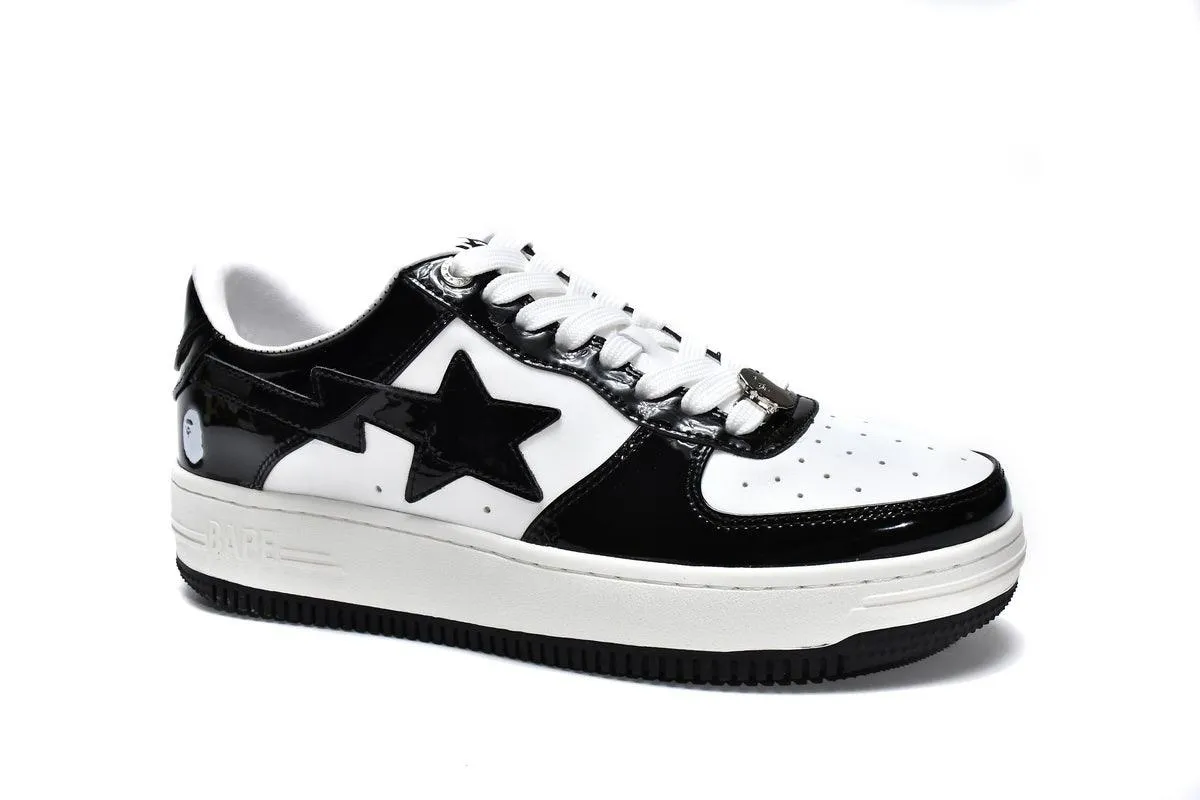 BAPE STA " PATENT LEATHER BLACK WHITE"