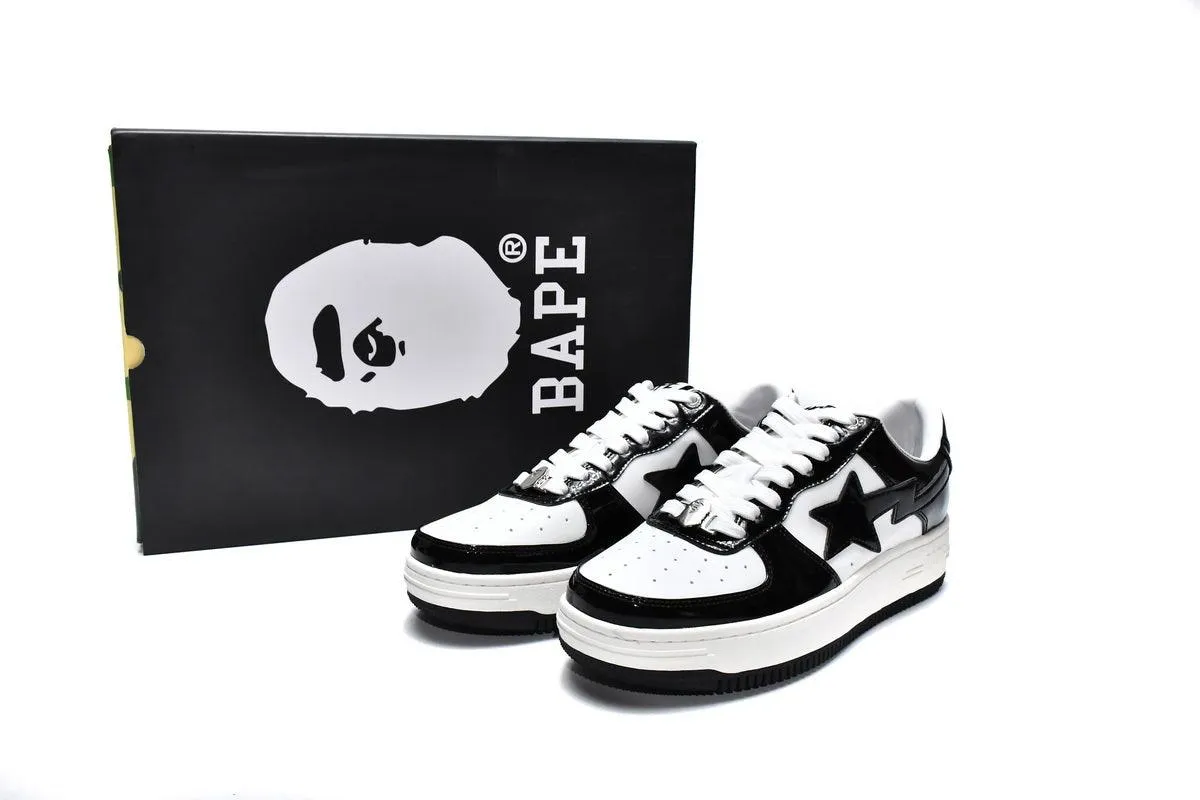 BAPE STA " PATENT LEATHER BLACK WHITE"