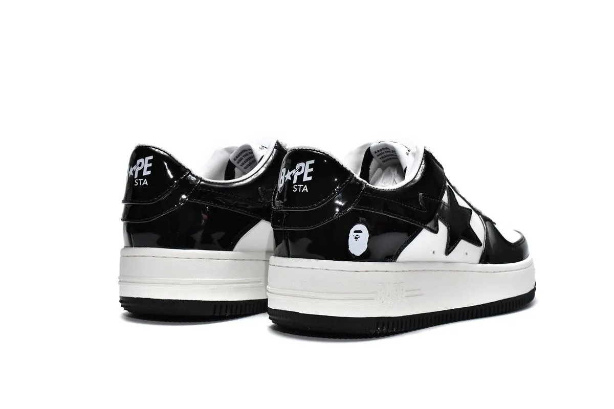 BAPE STA " PATENT LEATHER BLACK WHITE"