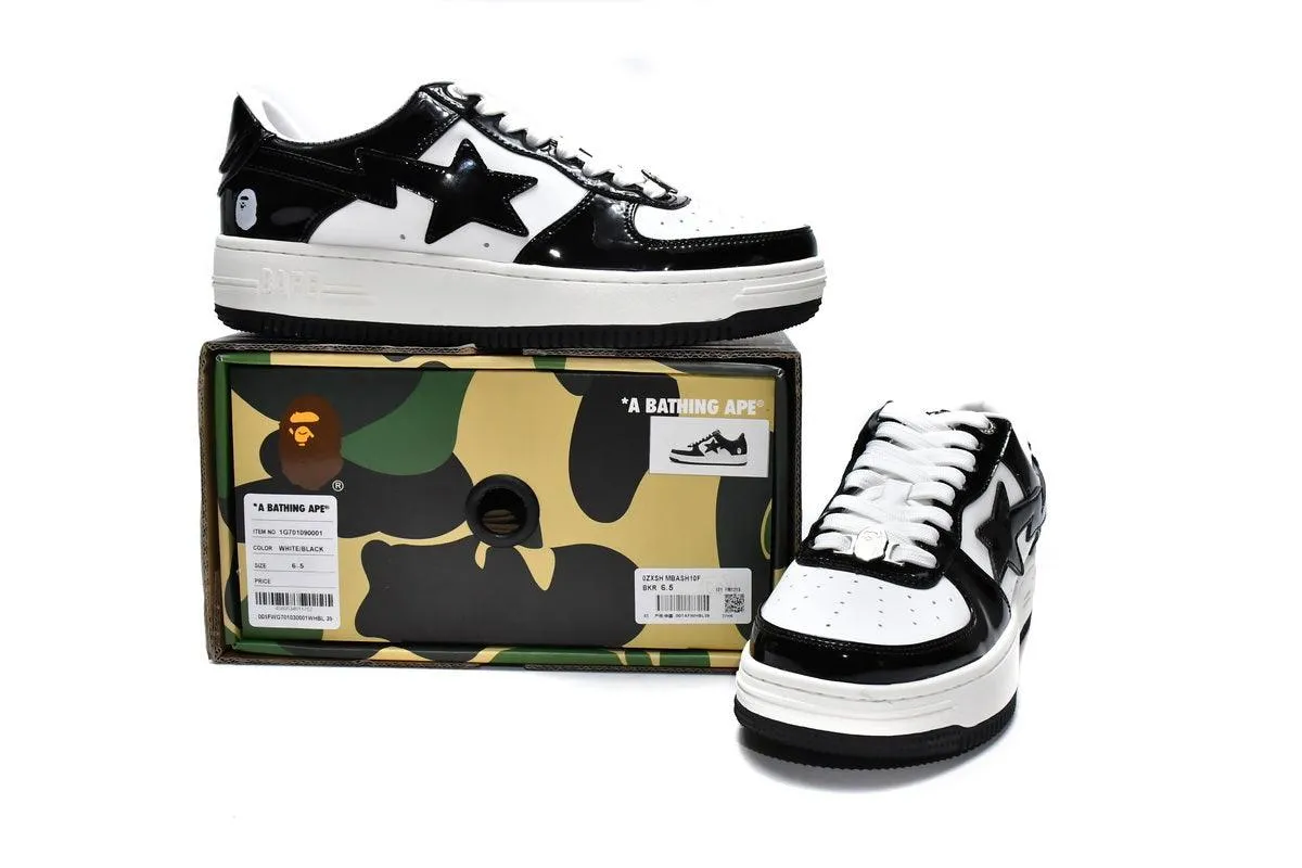 BAPE STA " PATENT LEATHER BLACK WHITE"