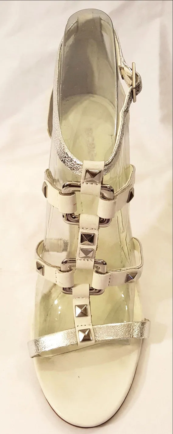 BCBG White and Silver Sandals