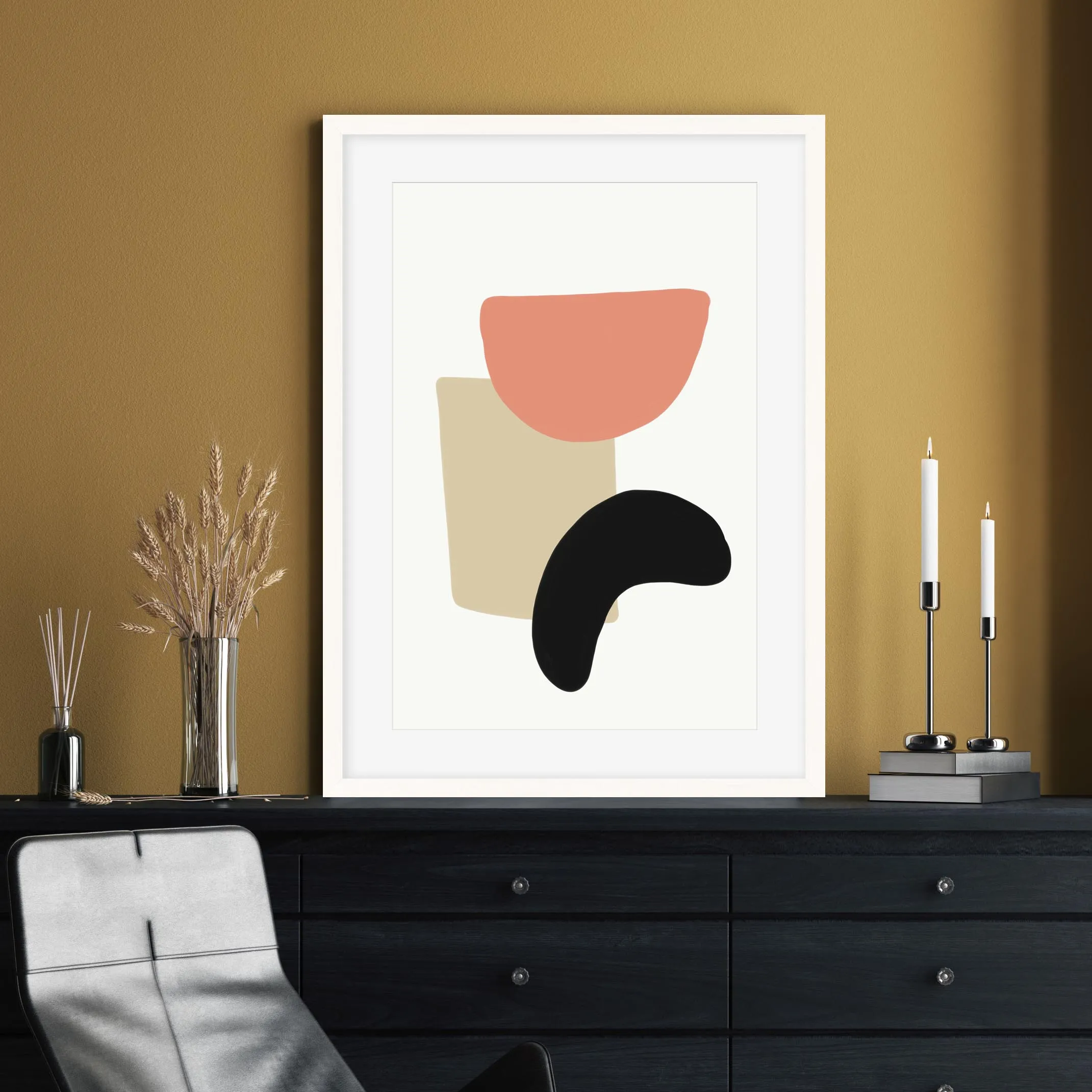 Bean And Shapes Framed Art