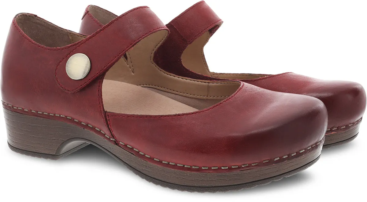 Beatrice Nubuck Mary Jane Clog in Red