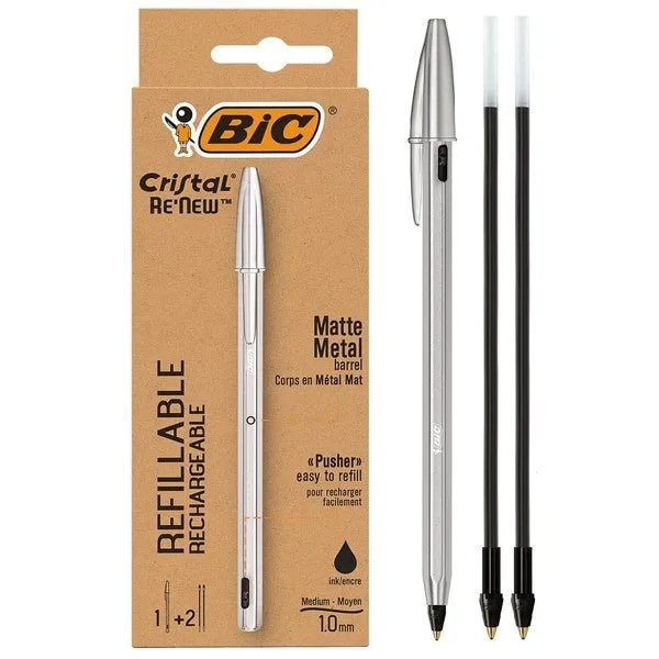 BIC Crystal Renew 2 Refill 1.0mm Black Ballpoint Pen