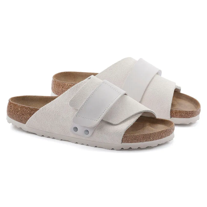 BIRKENSTOCK Men's Kyoto Nubuck/Suede Leather (Antique White - Wide Fit)