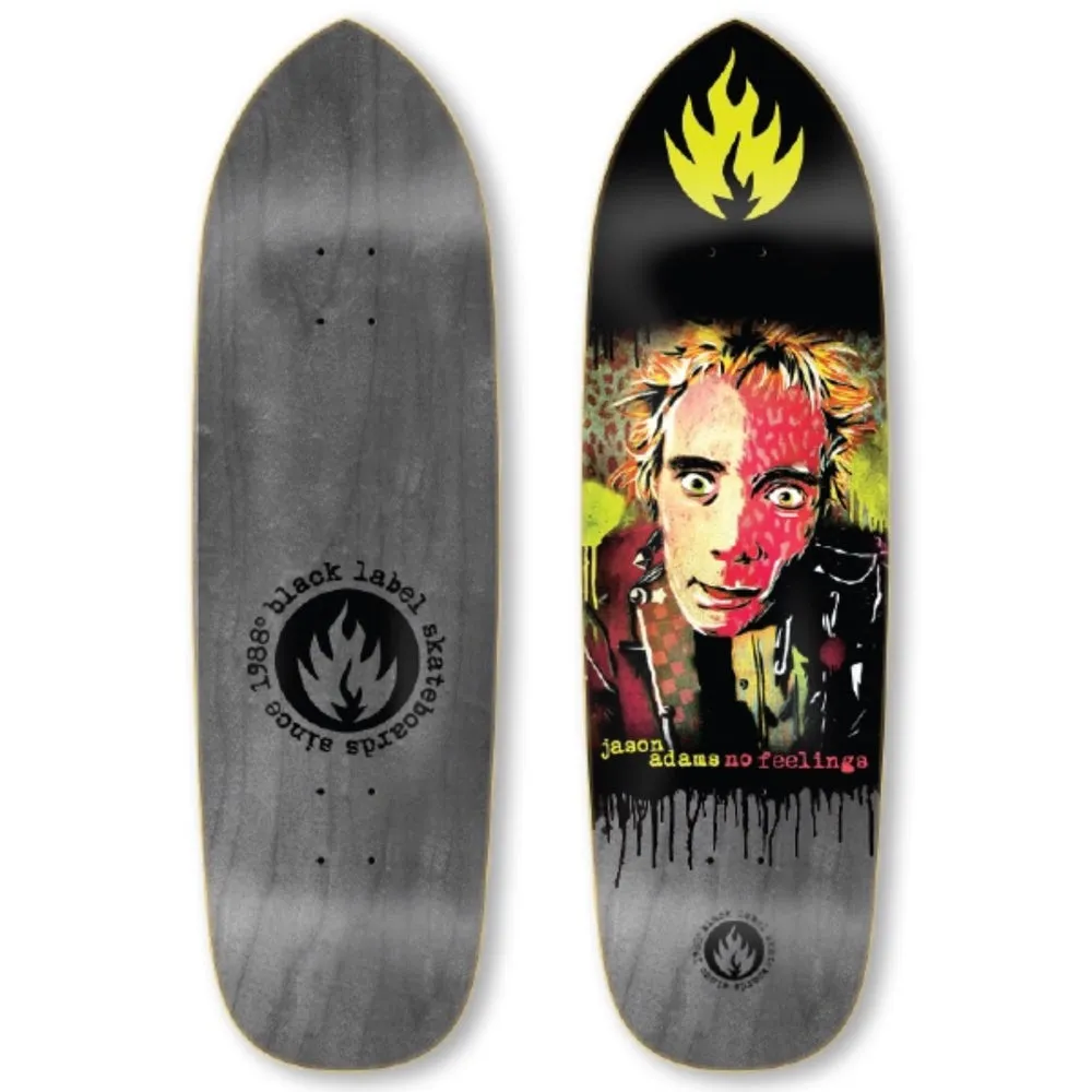 Jason Adams No Feelings Punk Point - Grey Stain Skateboard Deck, 9.5 Inch - Black Label Skateboards