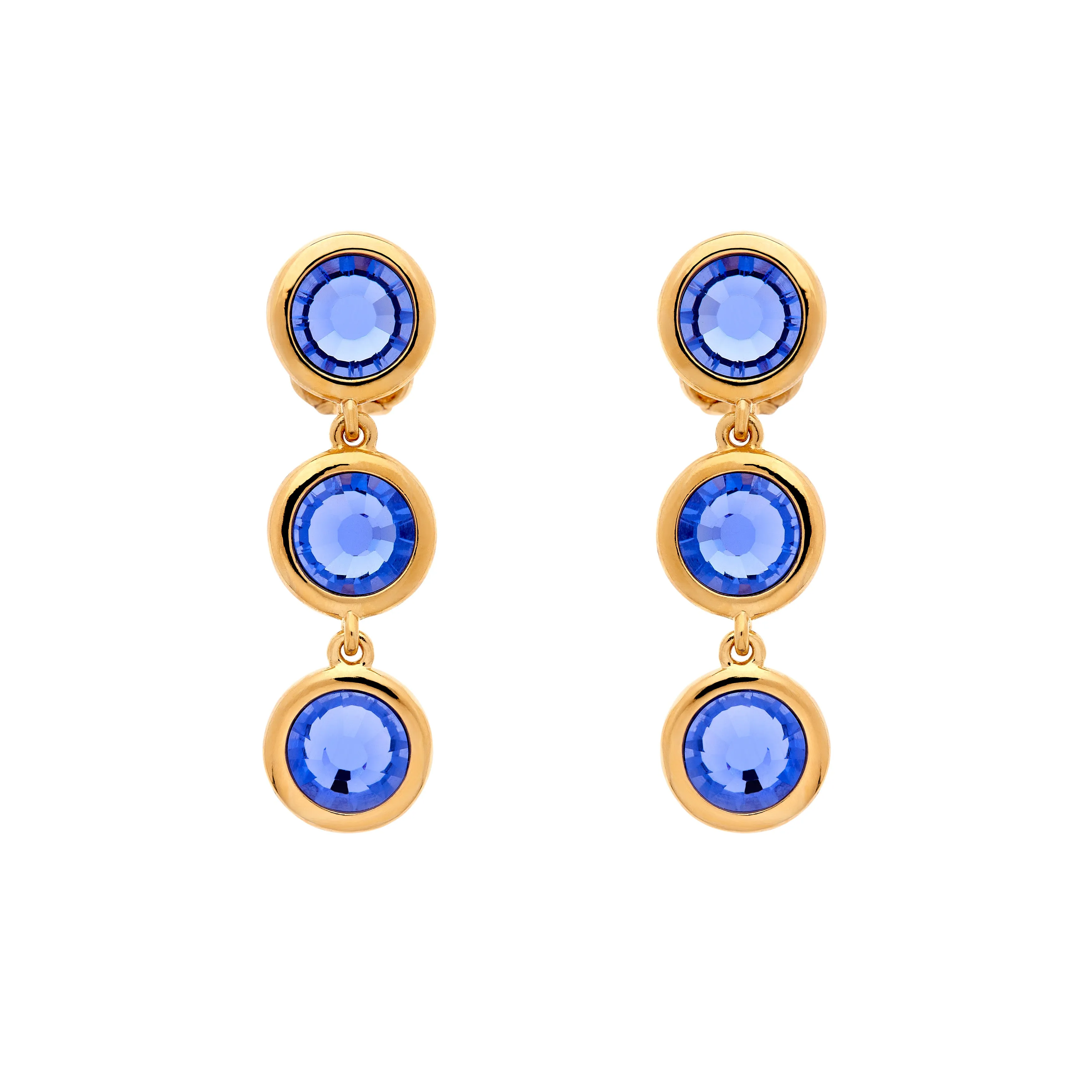 Blue Violet Crystal Drop Clip Earrings