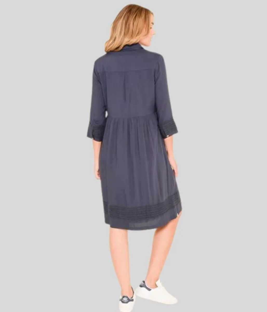 Brakeburn Pom Pom Trim Shirt Dress