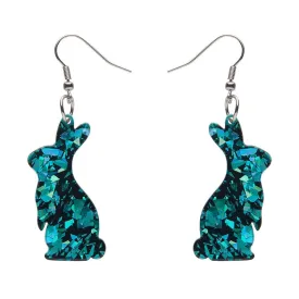 Bunny Chunky Glitter Resin Drop Earrings - Green