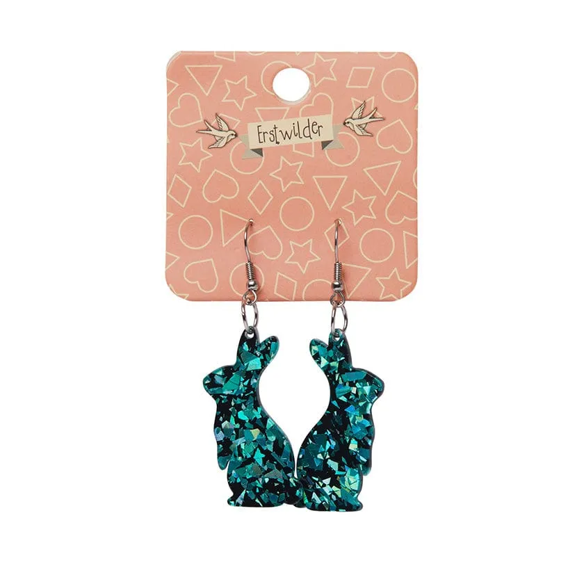 Bunny Chunky Glitter Resin Drop Earrings - Green