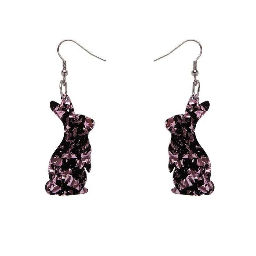 Bunny Chunky Glitter Resin Drop Earrings - Pink