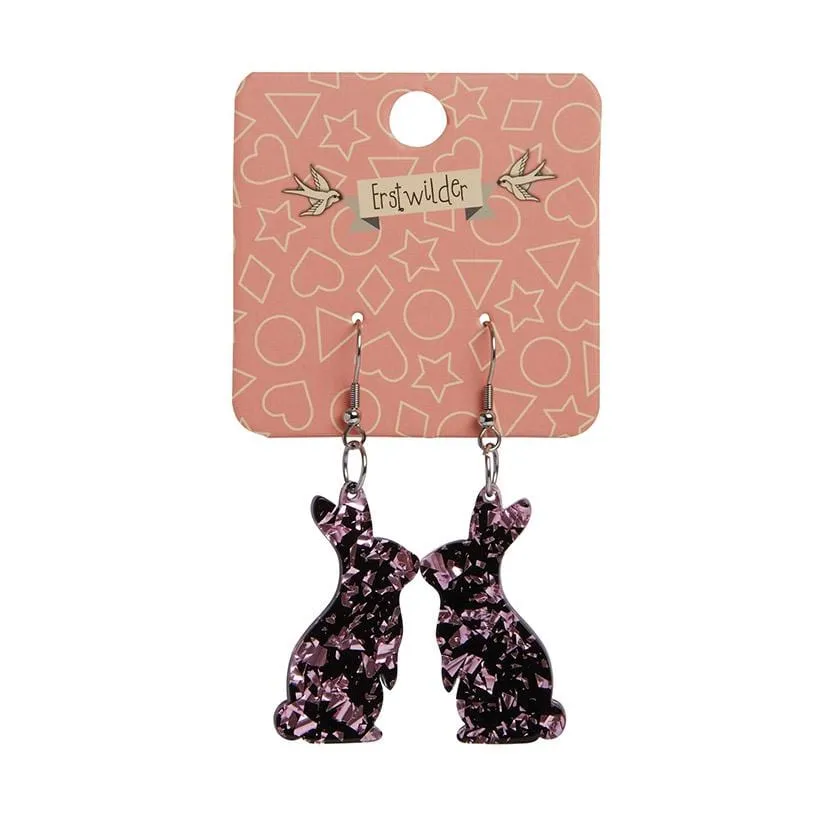 Bunny Chunky Glitter Resin Drop Earrings - Pink